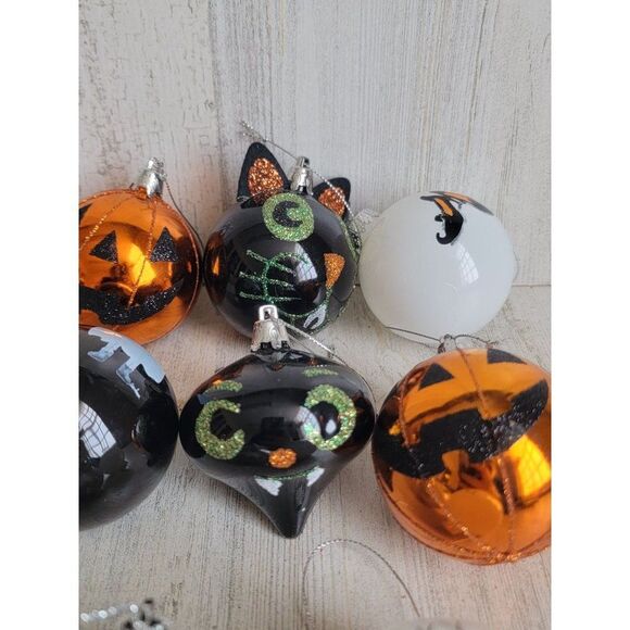 Hallloween ghost pumpkin cat ball ornament set Xmas spooky - Picture 5 of 13